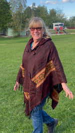 Load image into Gallery viewer, Striped Poncho with Hood
